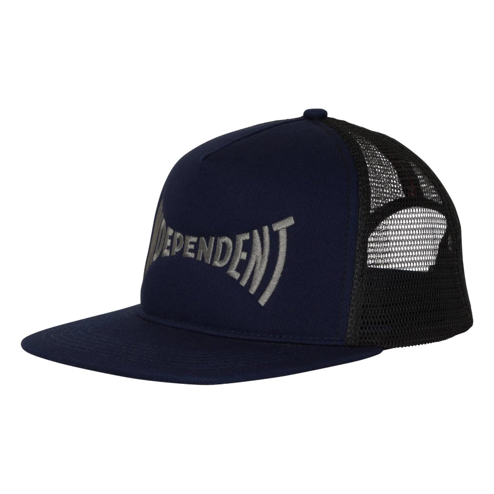 Navy blue cap with black mesh back and 'Independent' logo on a white background
