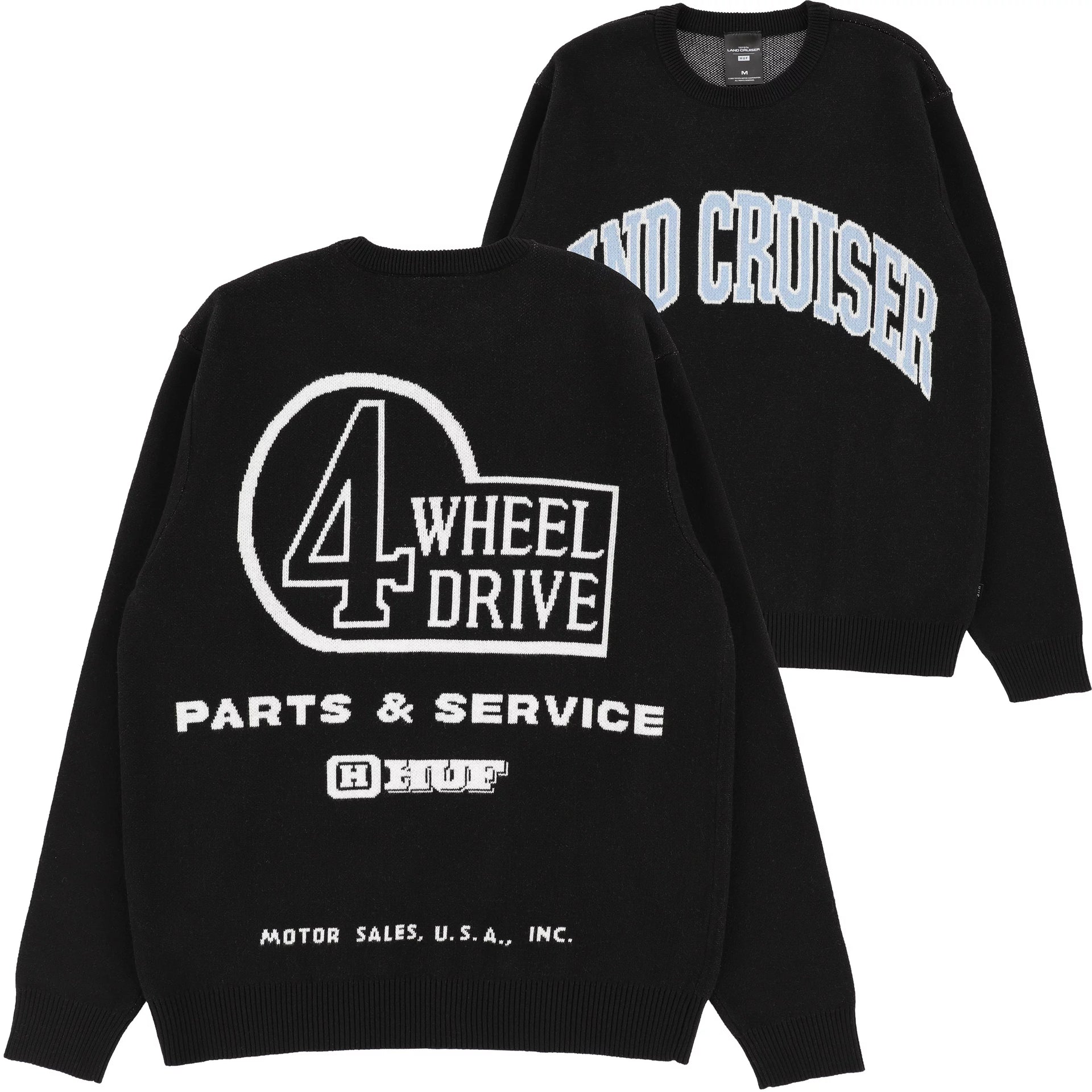 トップス LAND CRUISER PARTS & SERVICE SWEATER HUF x Land Cruiser Parts & Service Black Sweater | Zumiez